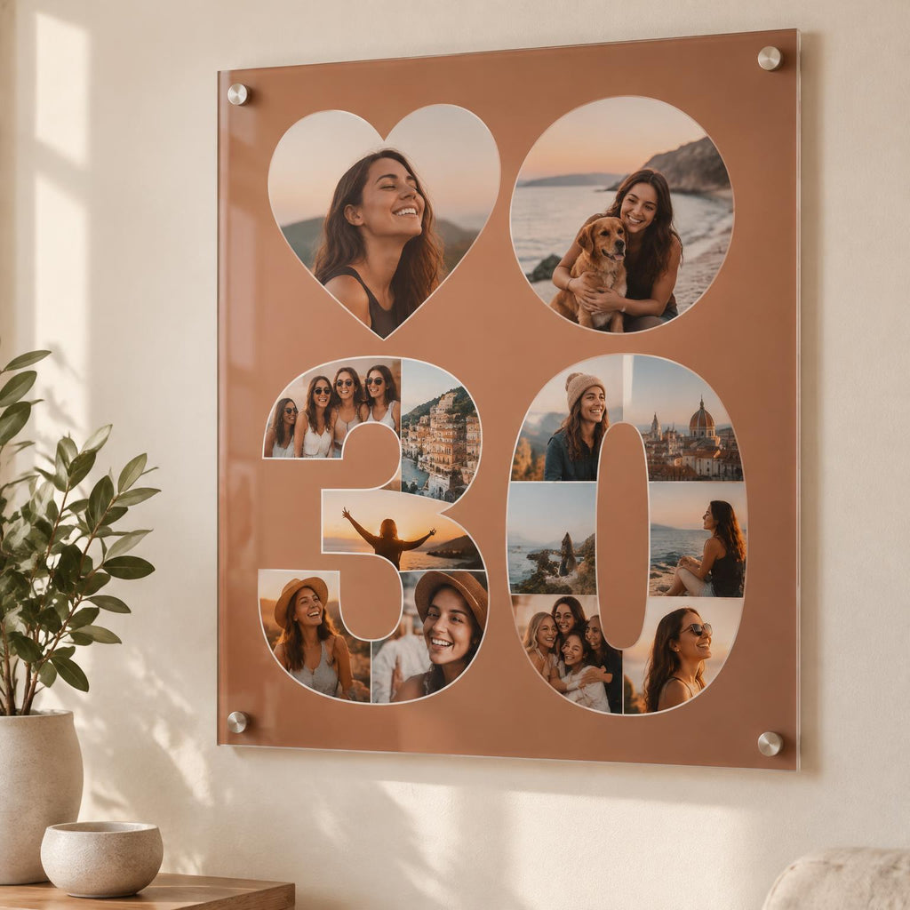 CollageGo own design in Studio: heart, circle and the number 30 filled with photos